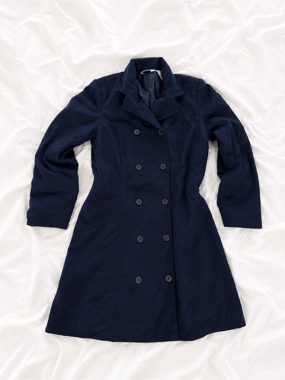 Eddie Bauer Navy Double-Breasted Trench Coat